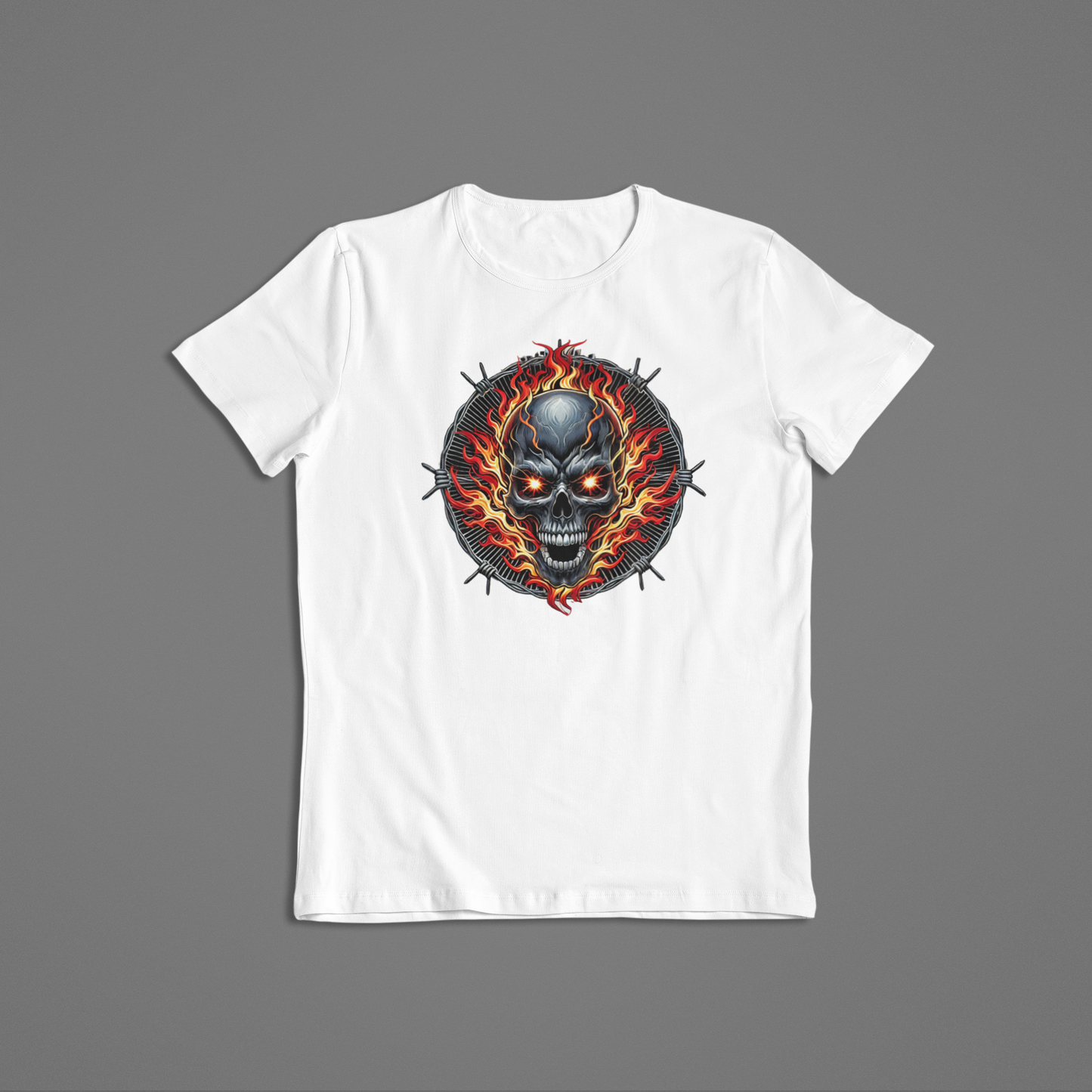 Barbed Wire Skull Tee and Hoodies