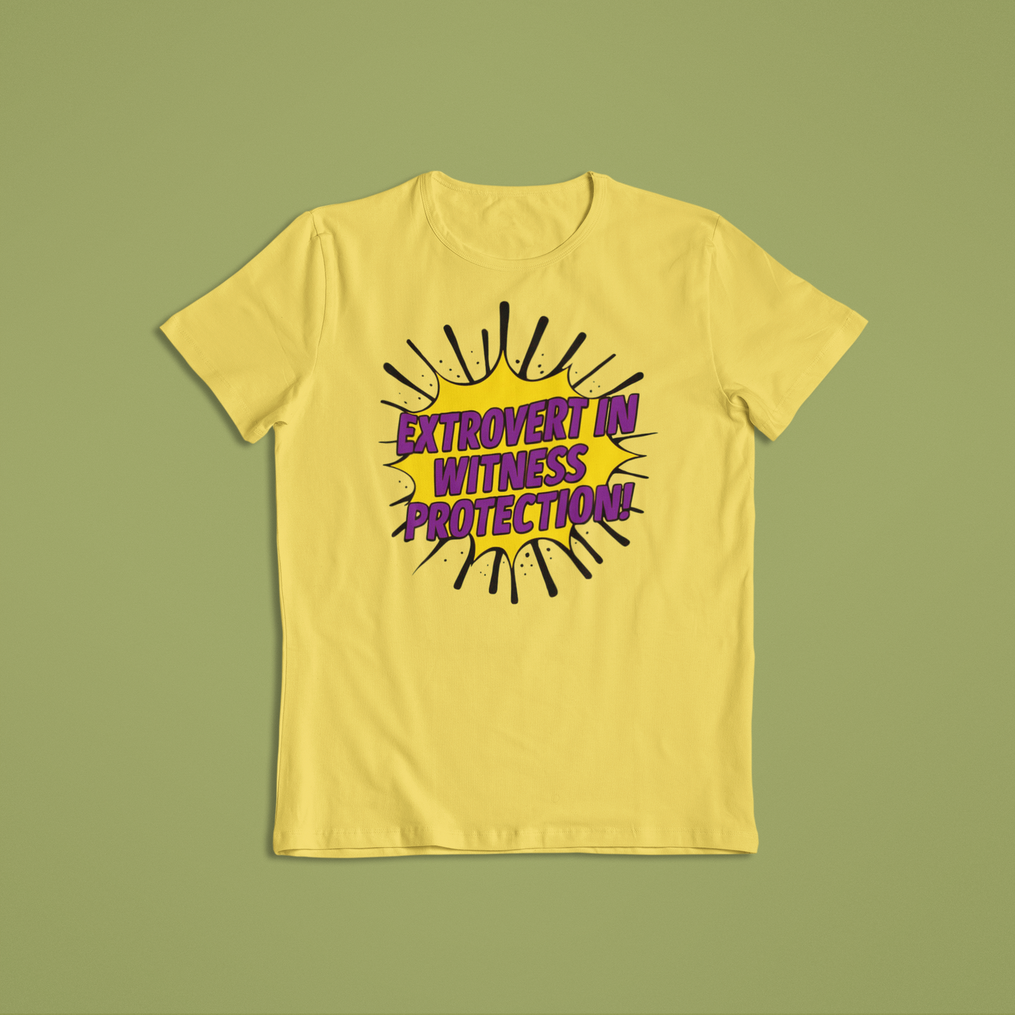 Funny Extrovert in Witness Protection T-Shirt or Hoodie | Bold Comic Style Graphic Tee | Sarcastic Humor Gift for Friends & Family