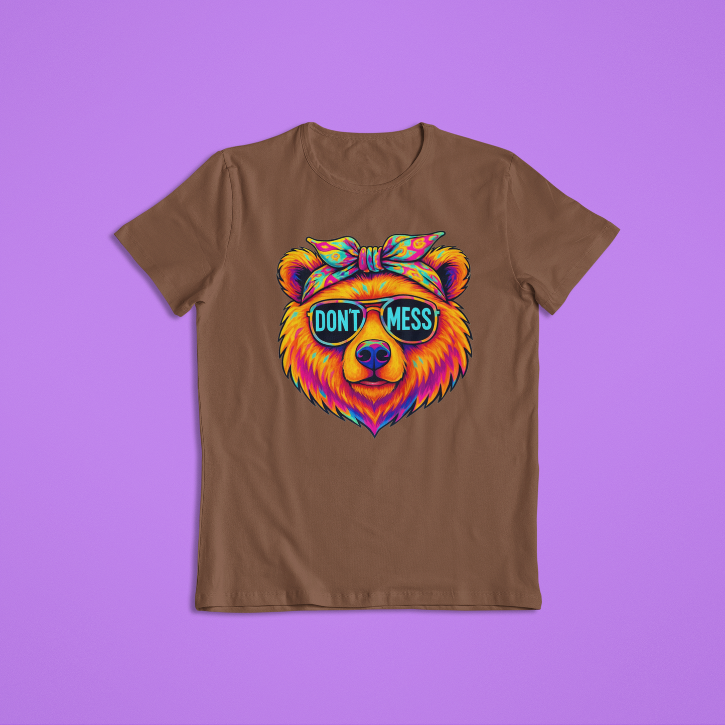 Don’t Mess Bear Shirt, Neon Colorful Bear T-Shirt & Hoodie, Cool Graphic Tee, Bold Animal Print Shirt, Retro Festival Style Apparel
