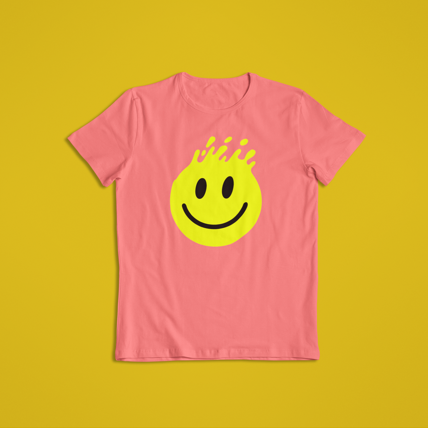 Melting Smiley Face Shirt & Hoodie – Bright Yellow Drip Smile Design | Trendy Streetwear Gift | Unisex T-Shirt & Hoodie