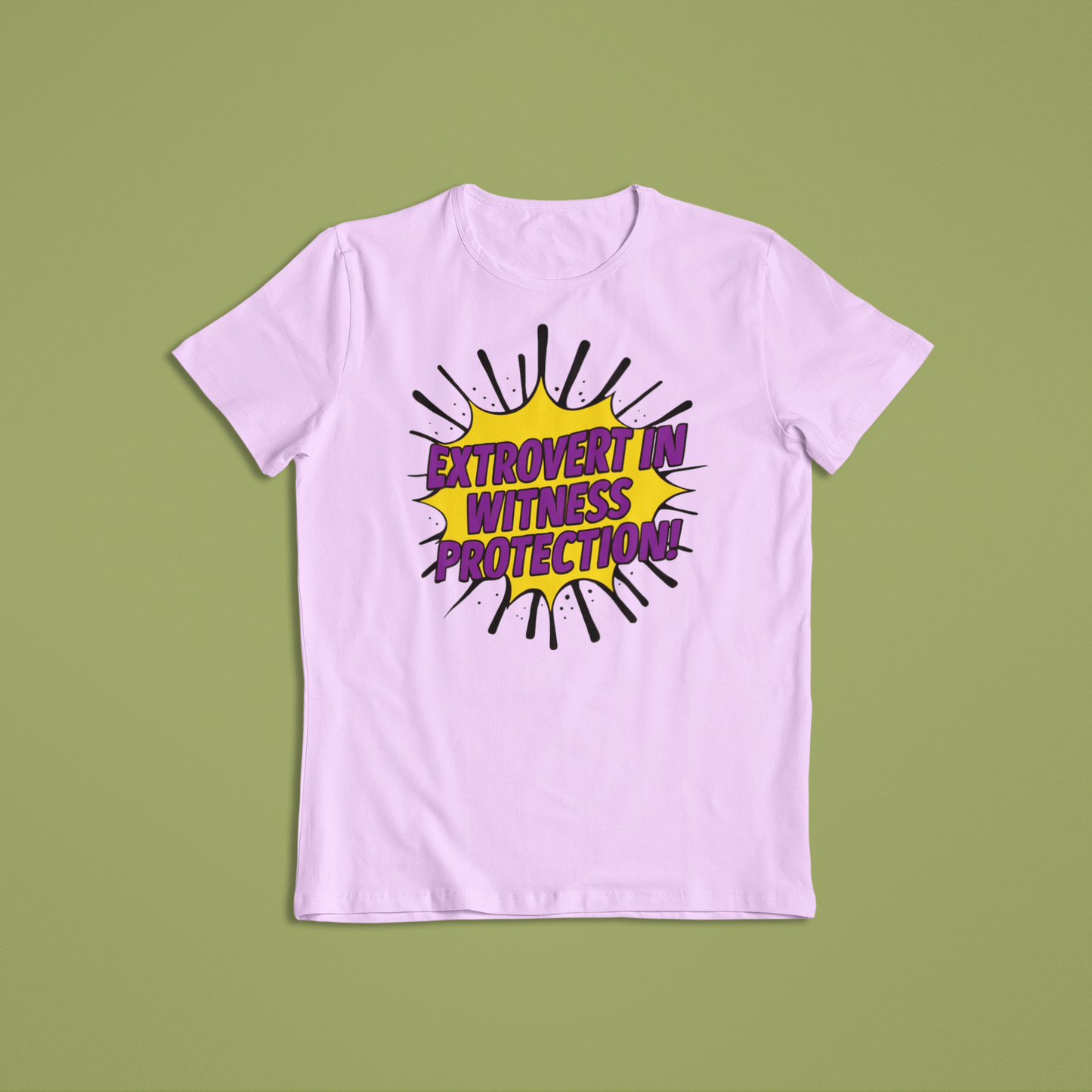 Funny Extrovert in Witness Protection T-Shirt or Hoodie | Bold Comic Style Graphic Tee | Sarcastic Humor Gift for Friends & Family