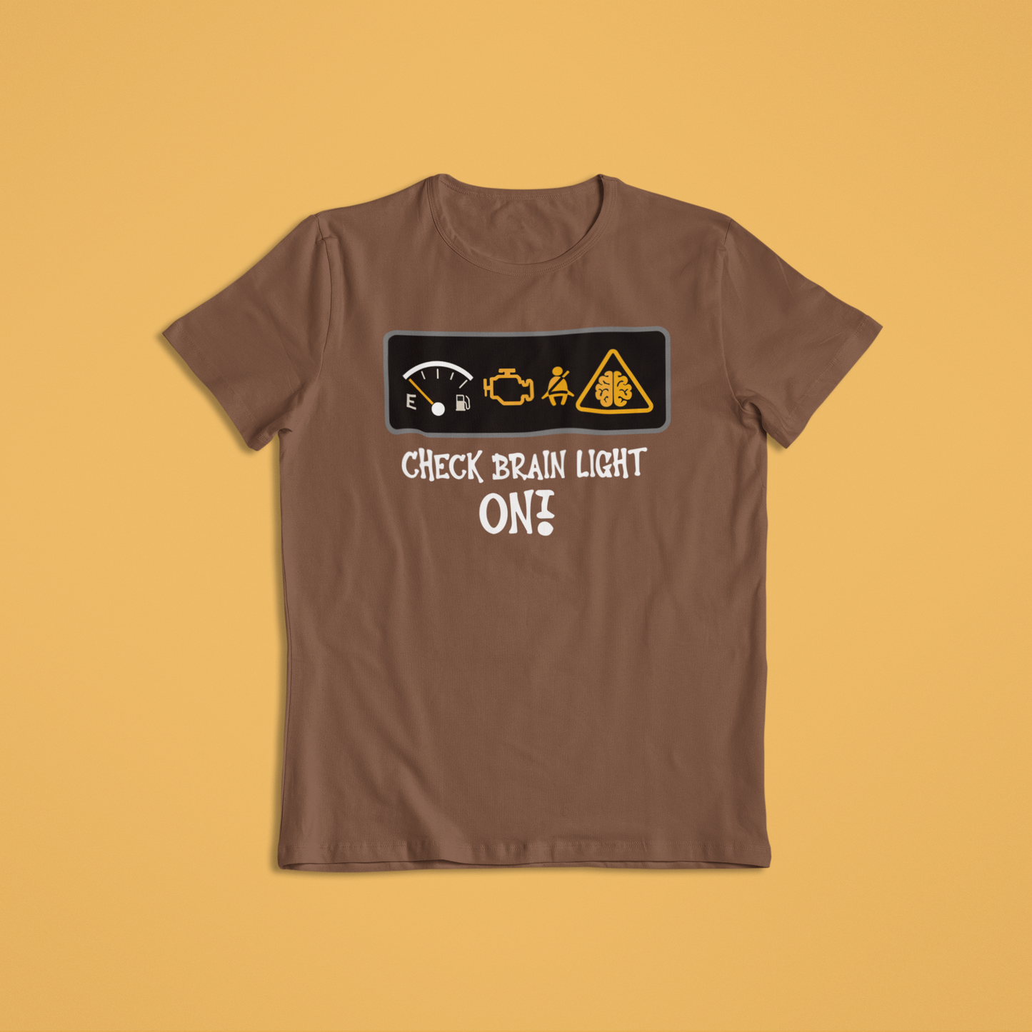 Funny “Check Brain Light On” T-Shirt or Hoodie – Car Dashboard Humor Tee for Mechanics, Drivers & Smart Thinkers