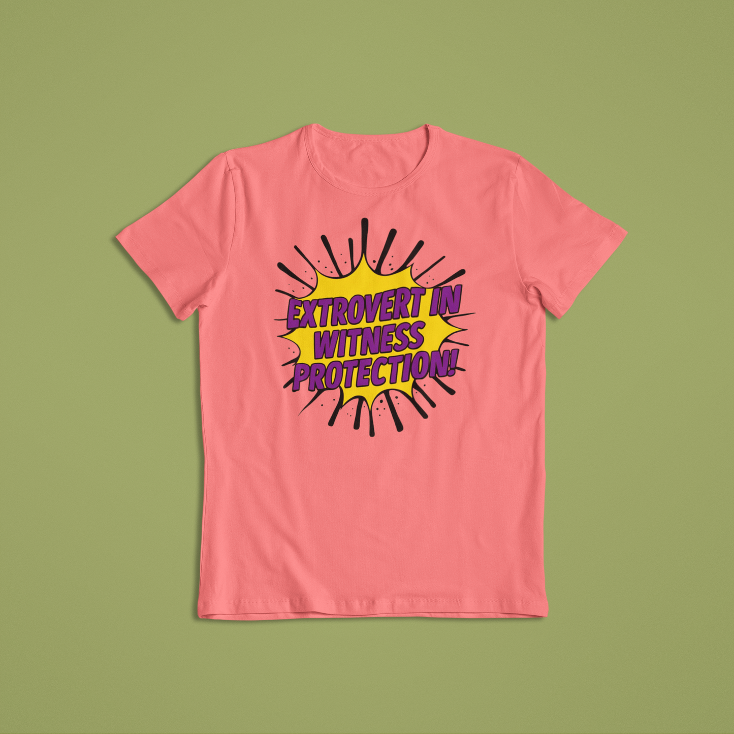 Funny Extrovert in Witness Protection T-Shirt or Hoodie | Bold Comic Style Graphic Tee | Sarcastic Humor Gift for Friends & Family