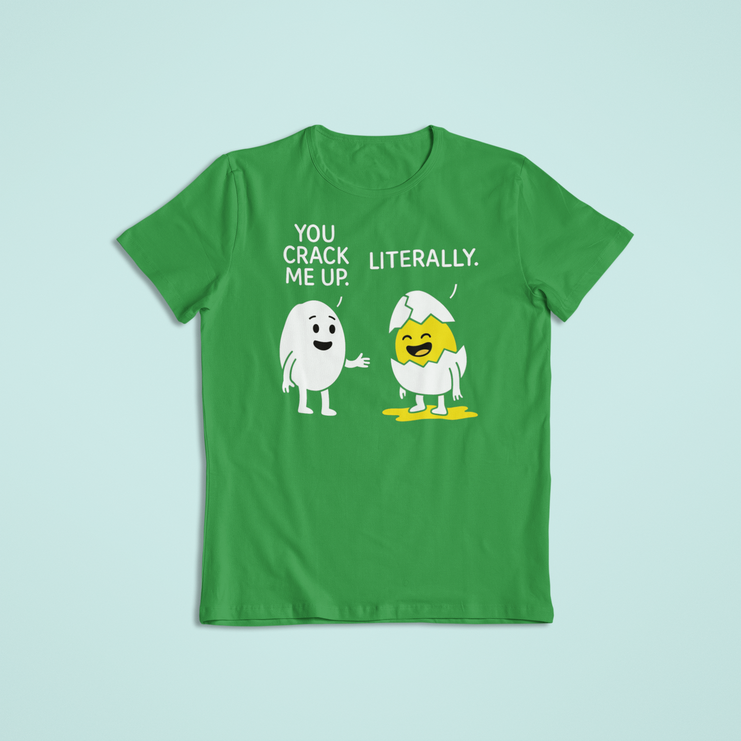 You Crack Me Up Funny Egg Cartoon Shirt and Hoodie | Pun Humor Graphic Tee | Witty Breakfast Joke Apparel