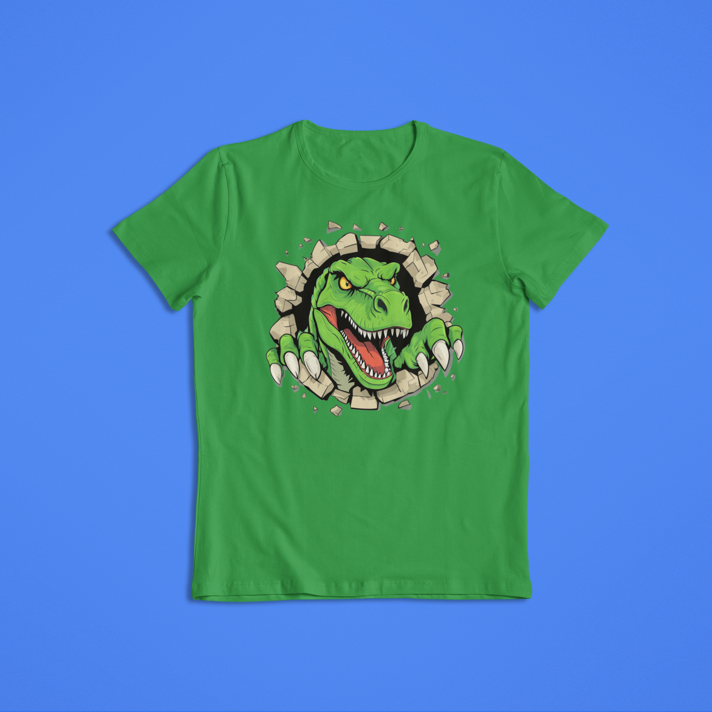 Fierce T-Rex Dinosaur Shirt Hoodie – Roaring Jurassic Dino Graphic Tee – Kids & Adults Dinosaur Lover Gift – 3D Wall Break Design