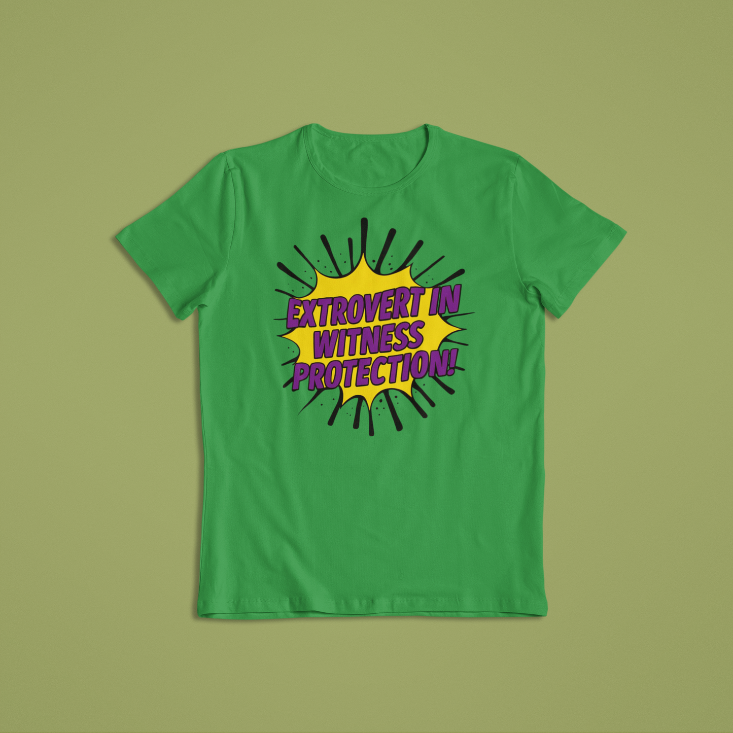 Funny Extrovert in Witness Protection T-Shirt or Hoodie | Bold Comic Style Graphic Tee | Sarcastic Humor Gift for Friends & Family