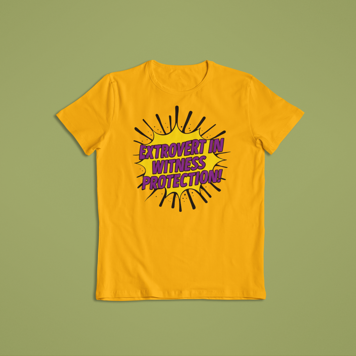 Funny Extrovert in Witness Protection T-Shirt or Hoodie | Bold Comic Style Graphic Tee | Sarcastic Humor Gift for Friends & Family