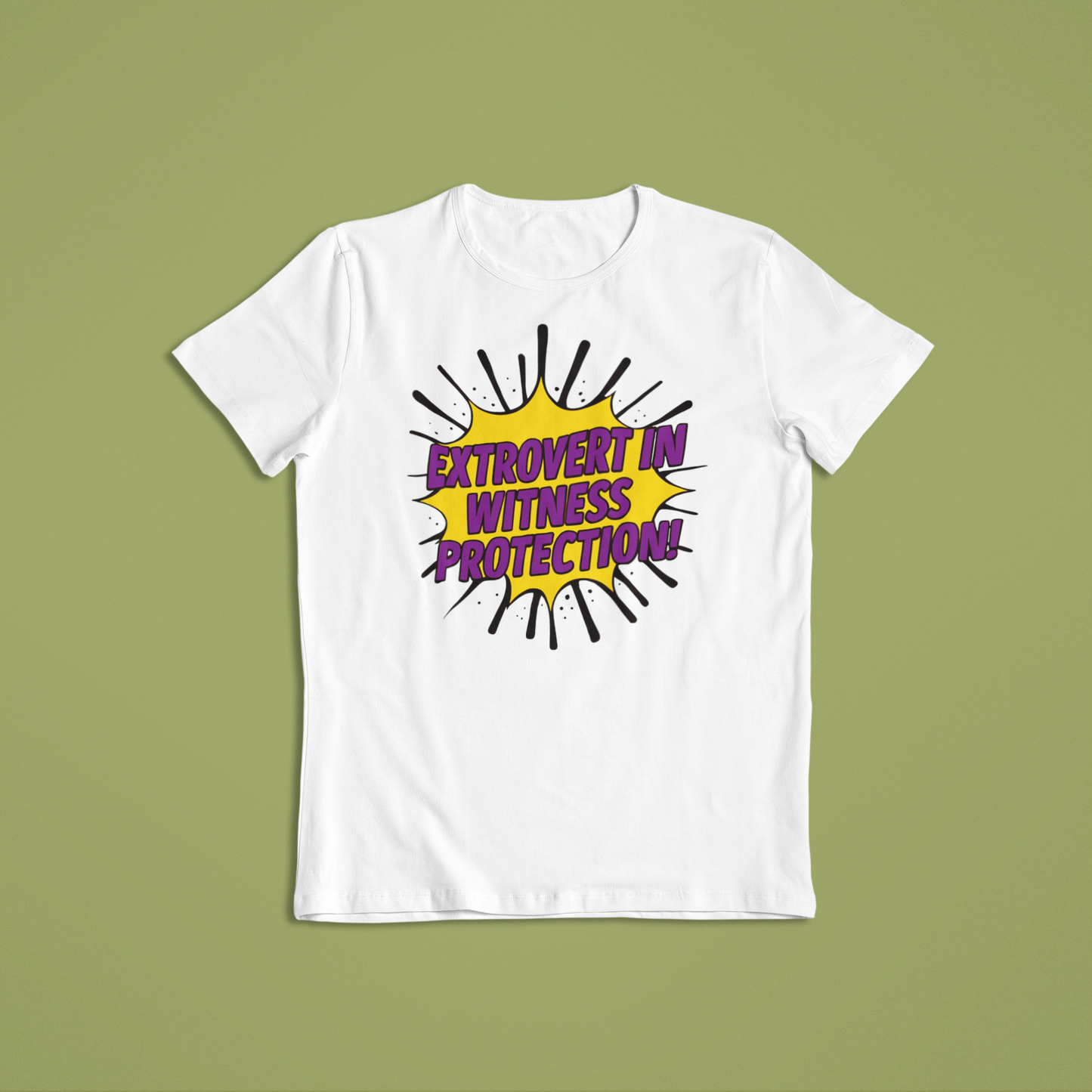 Funny Extrovert in Witness Protection T-Shirt or Hoodie | Bold Comic Style Graphic Tee | Sarcastic Humor Gift for Friends & Family
