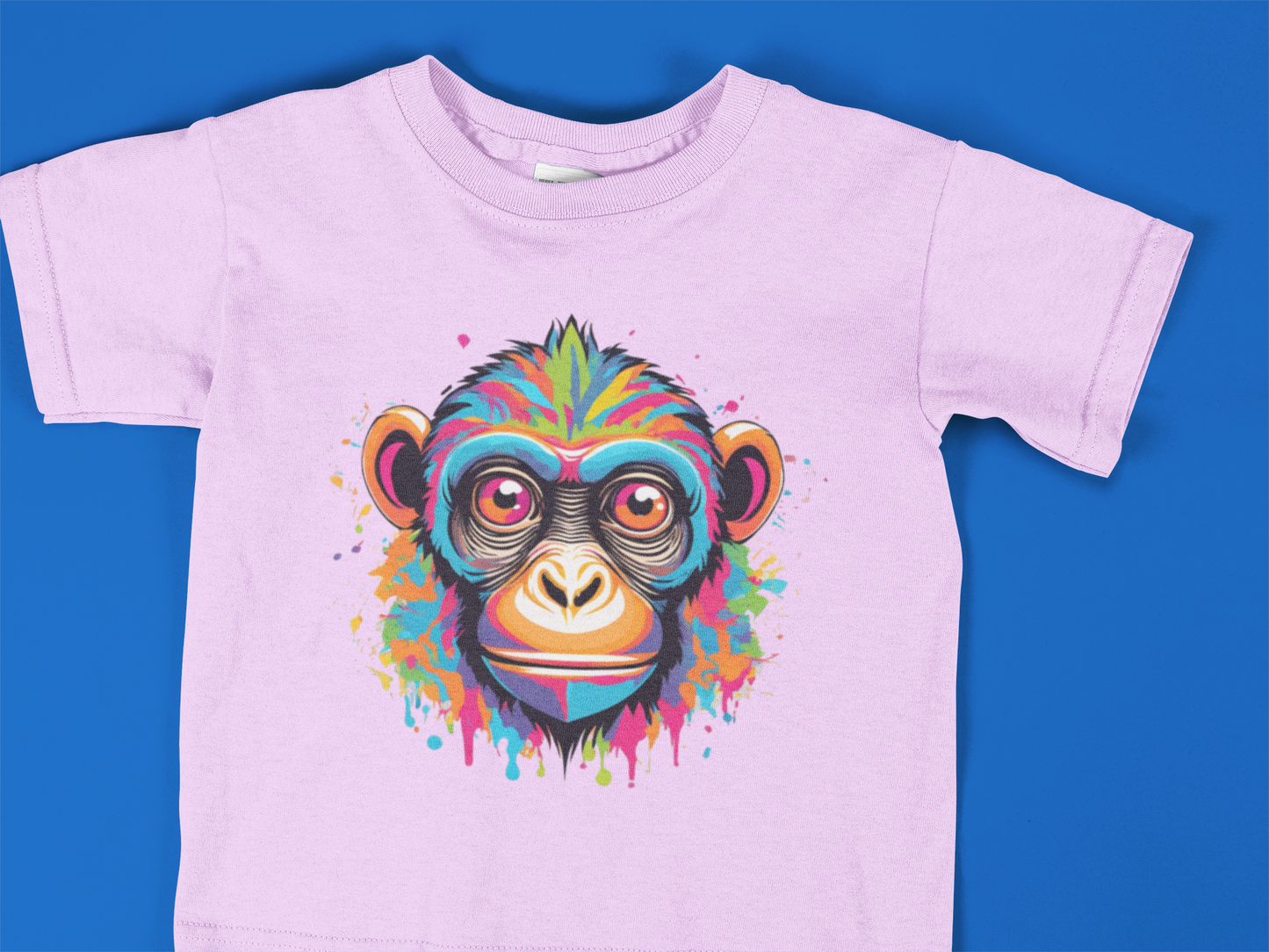 Colorful Monkey Toddler T-Shirt – Vibrant Splatter Chimp Art