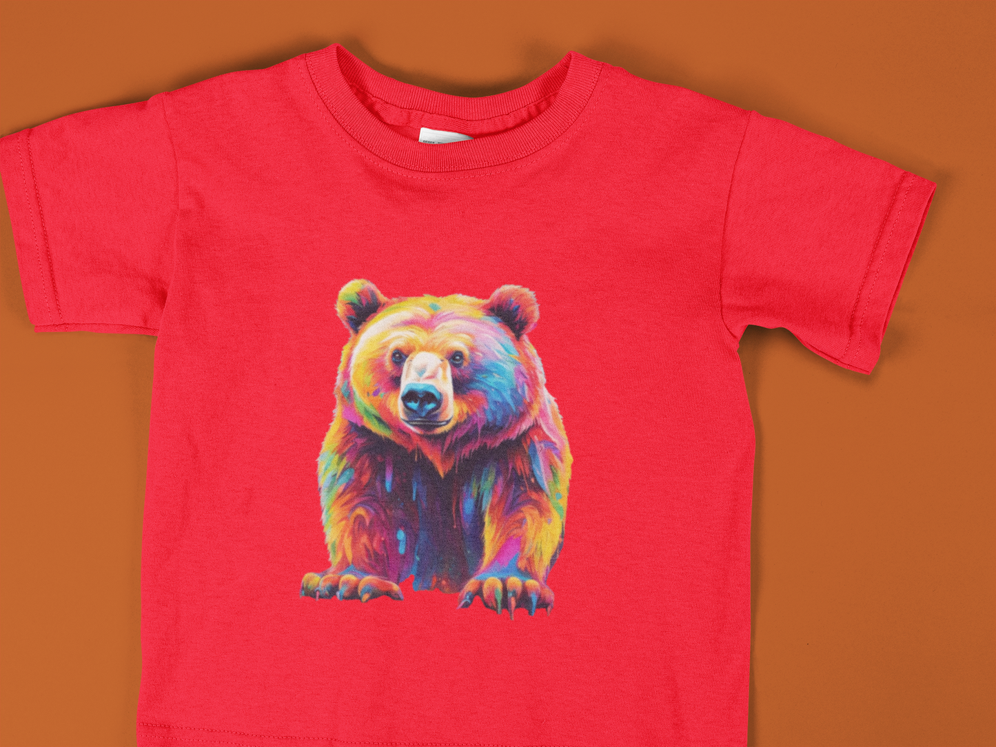 Toddler Colorful Bear T-Shirt – Vibrant Rainbow Grizzly Shirt for Kids