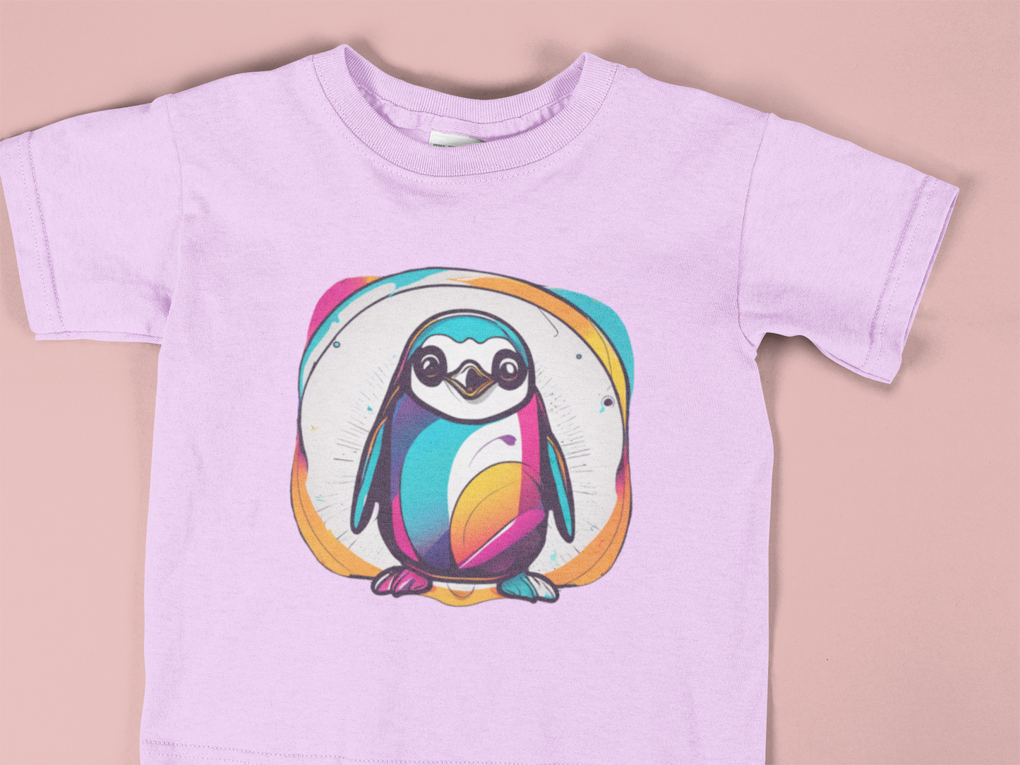 Colorful Penguin Toddler Shirt – Cute Arctic Animal Tee for Kids – Bright Rainbow Penguin T-Shirt – Fun Winter Graphic