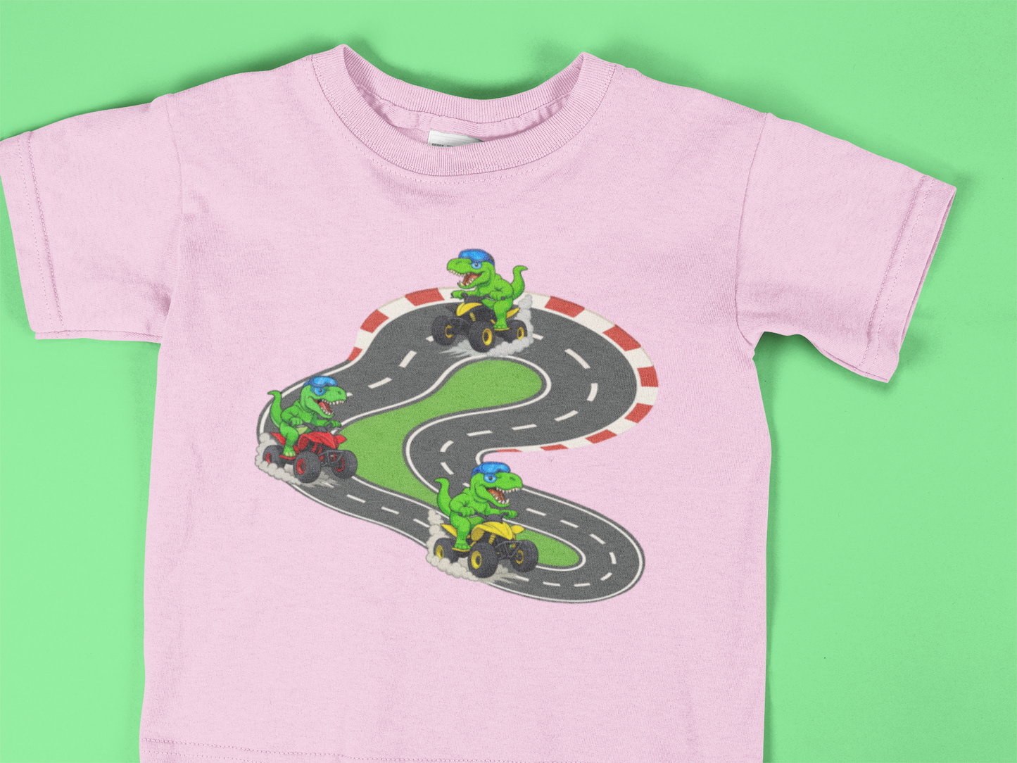Toddler T-Rex Racing Shirt | Fun Dinosaur on 4-Wheeler Tee | Kids Adventure Outfit