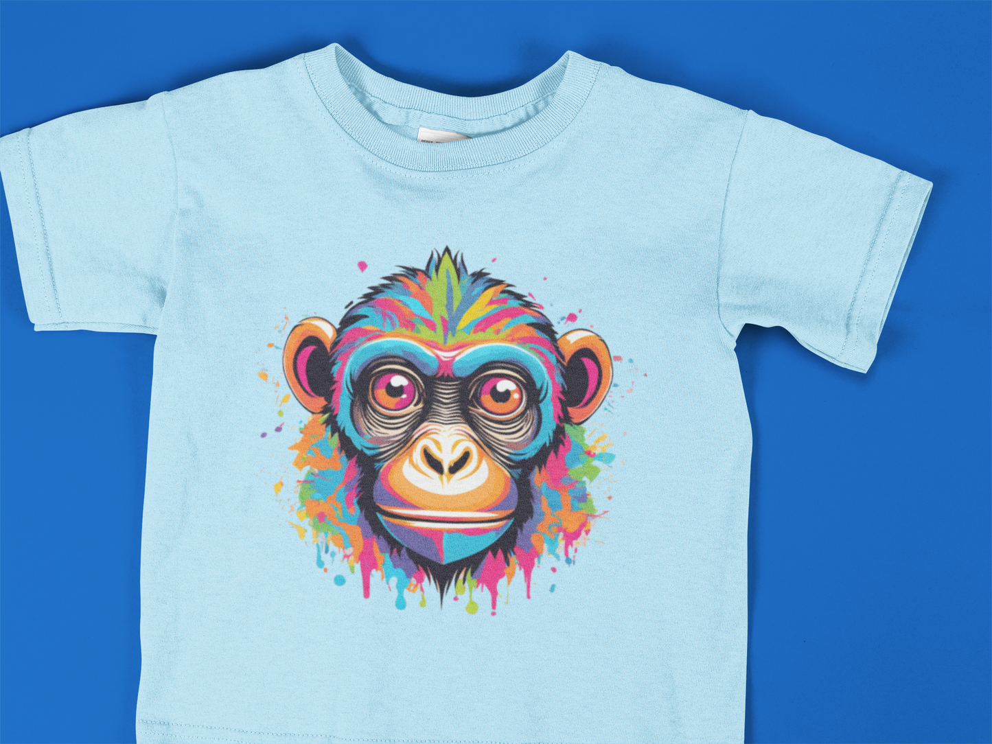 Colorful Monkey Toddler T-Shirt – Vibrant Splatter Chimp Art