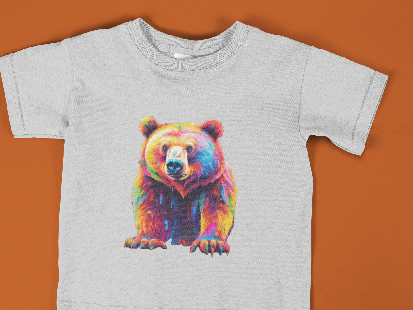 Toddler Colorful Bear T-Shirt – Vibrant Rainbow Grizzly Shirt for Kids
