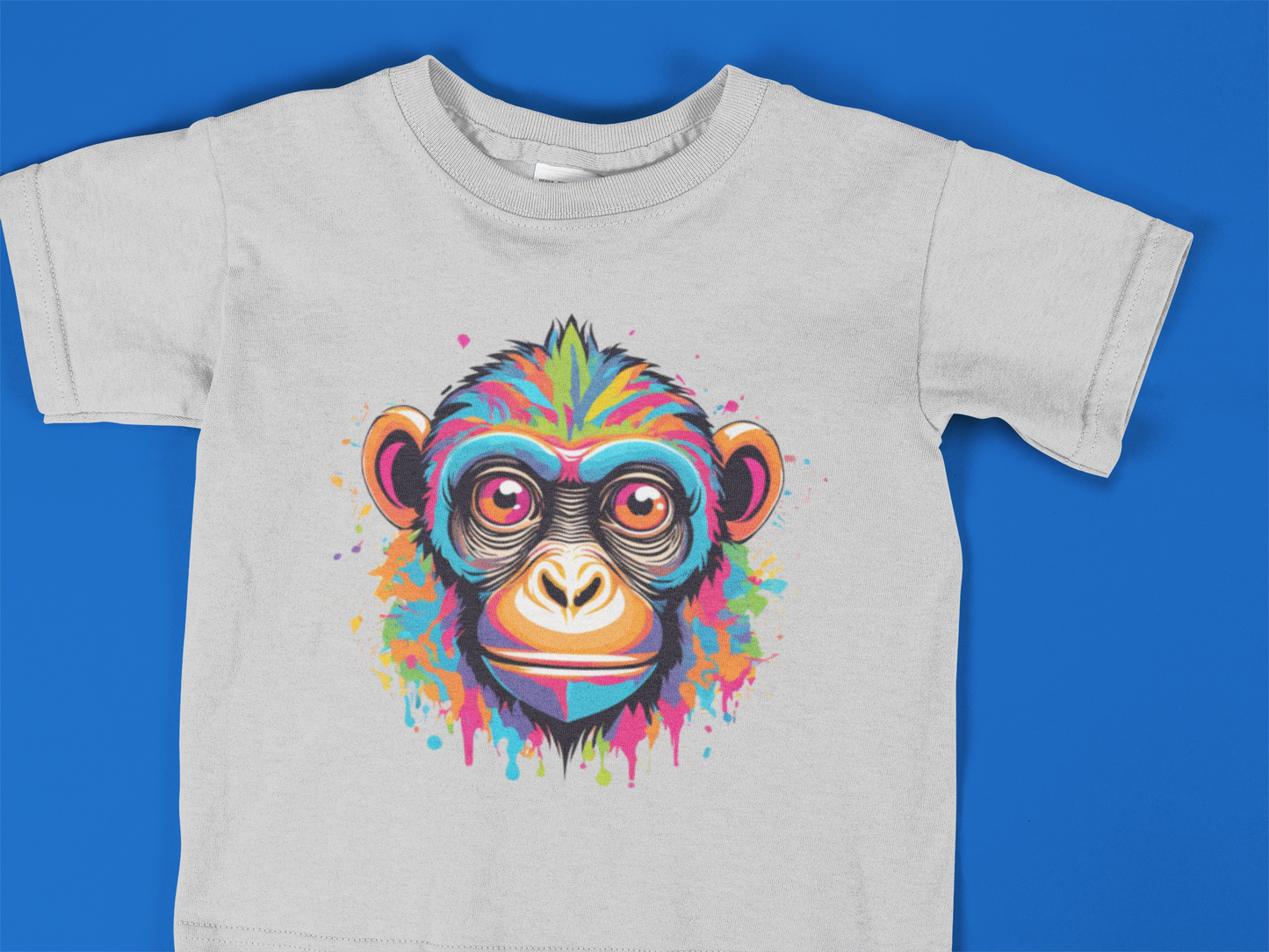 Colorful Monkey Toddler T-Shirt – Vibrant Splatter Chimp Art