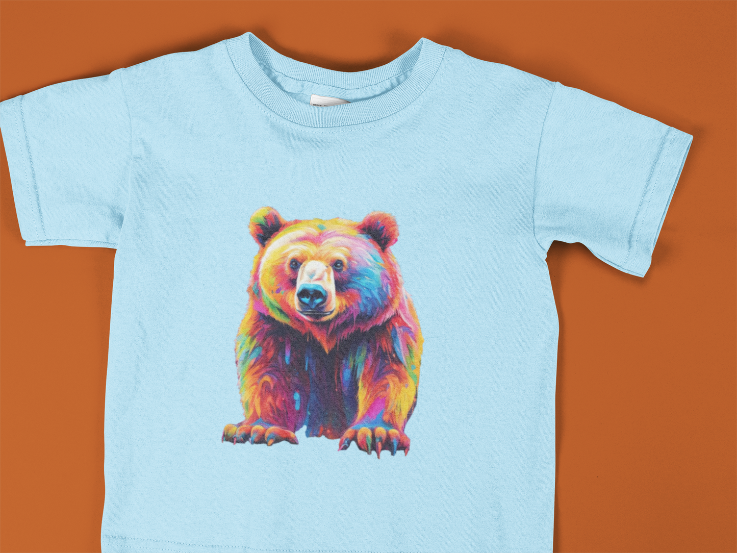 Toddler Colorful Bear T-Shirt – Vibrant Rainbow Grizzly Shirt for Kids