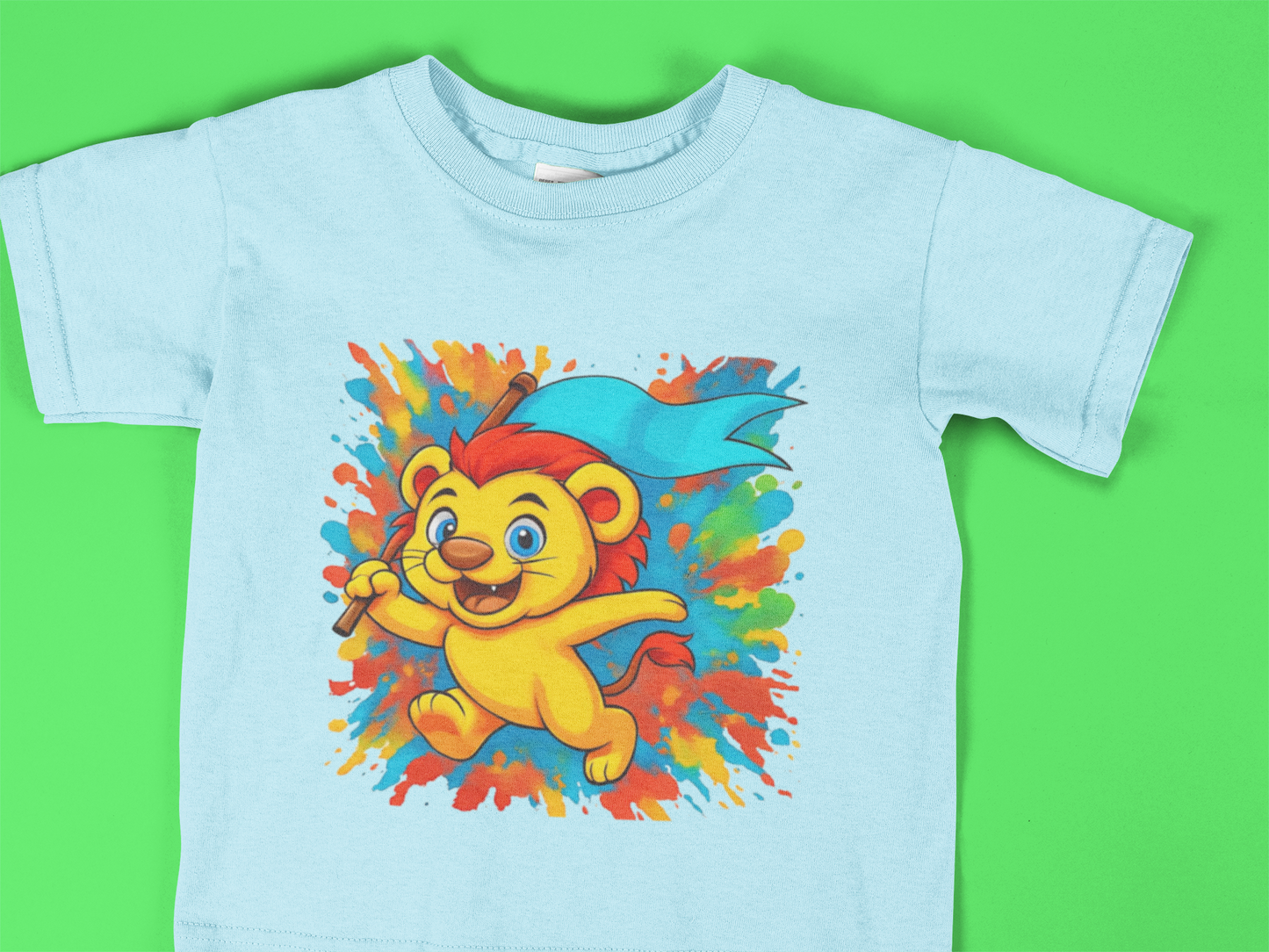 Cute Toddler Lion T-Shirt – Color Splash Cartoon Lion Tee – Fun Kids Graphic Shirt for Boys & Girls