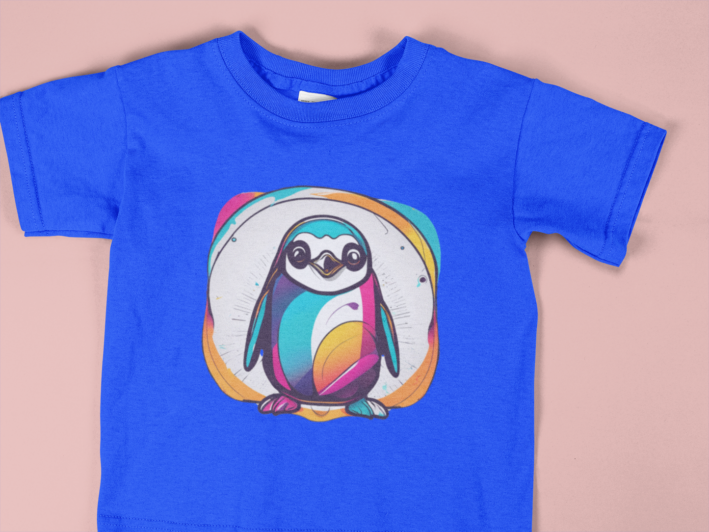 Colorful Penguin Toddler Shirt – Cute Arctic Animal Tee for Kids – Bright Rainbow Penguin T-Shirt – Fun Winter Graphic