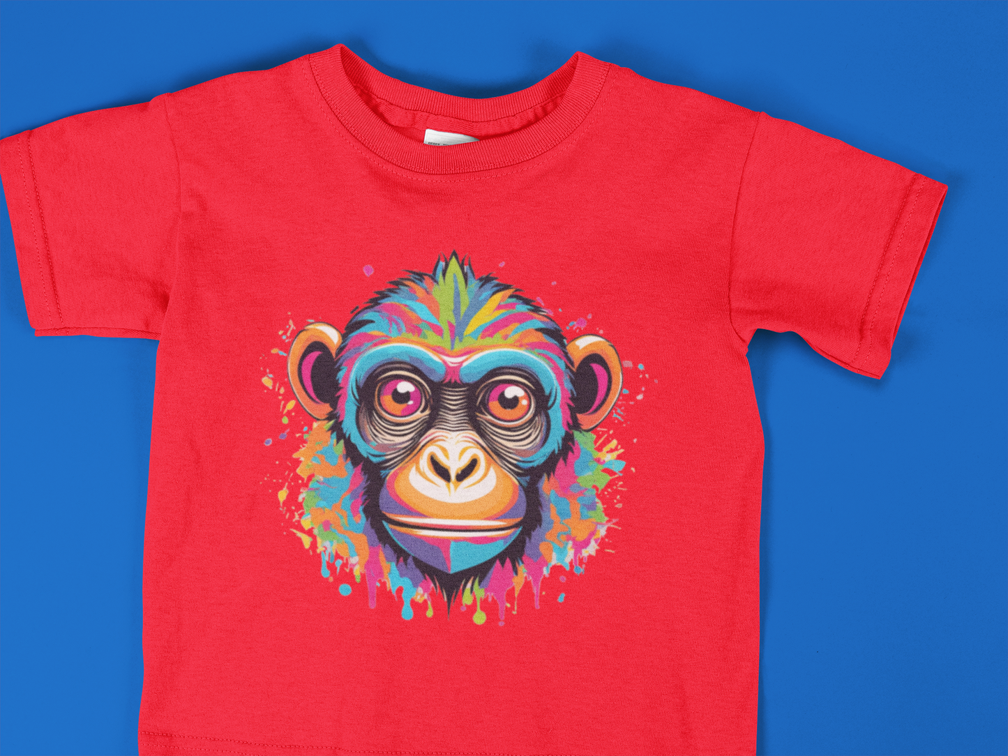 Colorful Monkey Toddler T-Shirt – Vibrant Splatter Chimp Art