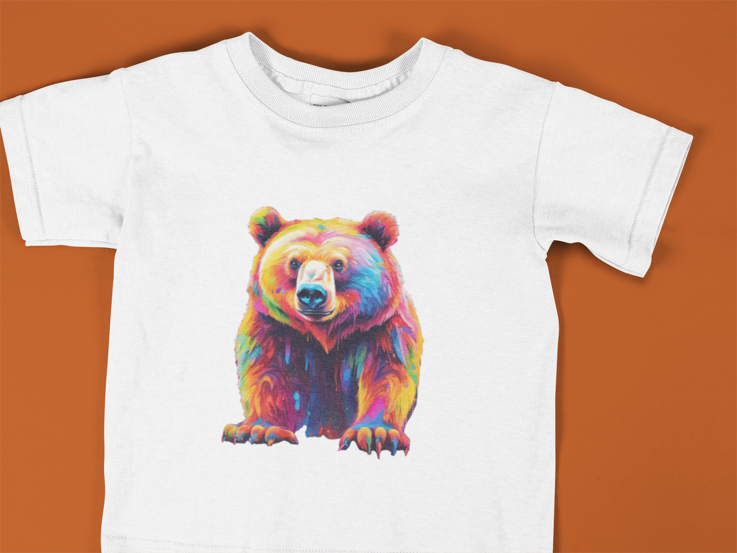 Toddler Colorful Bear T-Shirt – Vibrant Rainbow Grizzly Shirt for Kids
