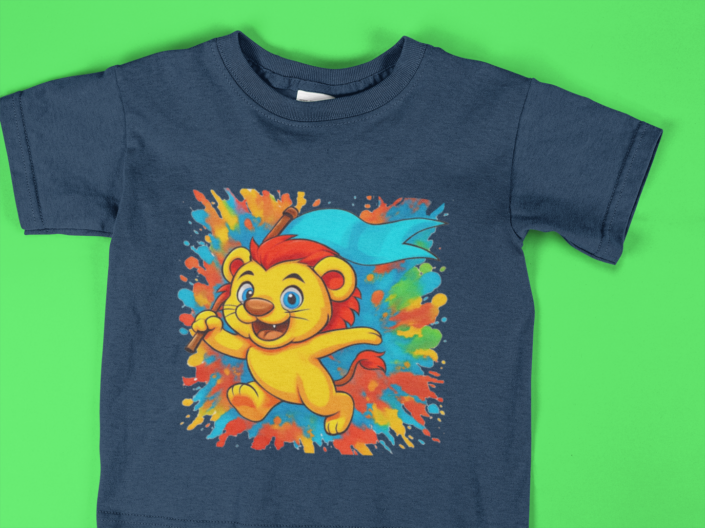 Cute Toddler Lion T-Shirt – Color Splash Cartoon Lion Tee – Fun Kids Graphic Shirt for Boys & Girls