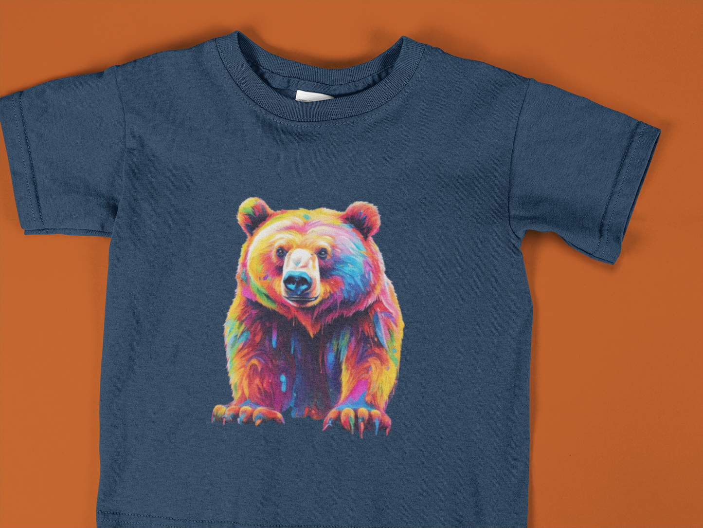 Toddler Colorful Bear T-Shirt – Vibrant Rainbow Grizzly Shirt for Kids