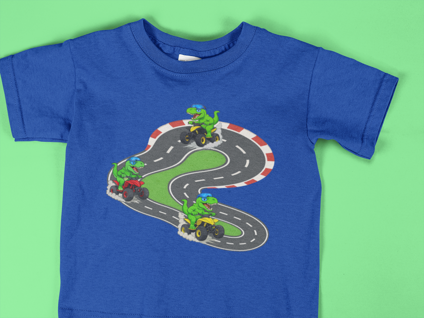 Toddler T-Rex Racing Shirt | Fun Dinosaur on 4-Wheeler Tee | Kids Adventure Outfit
