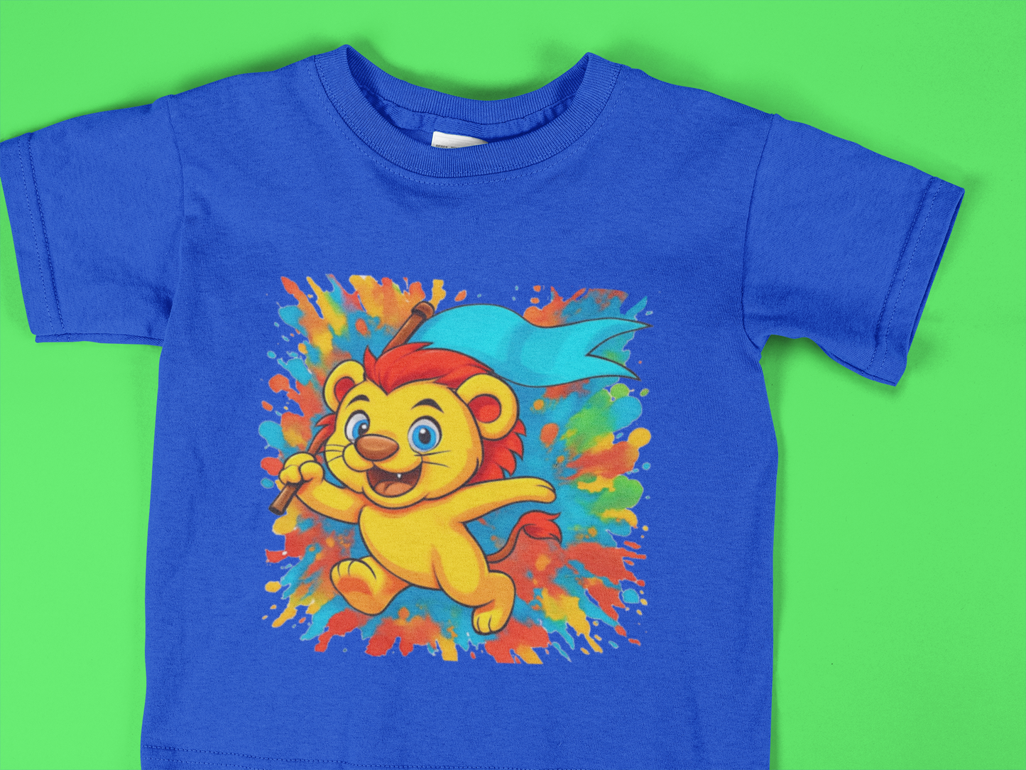 Cute Toddler Lion T-Shirt – Color Splash Cartoon Lion Tee – Fun Kids Graphic Shirt for Boys & Girls