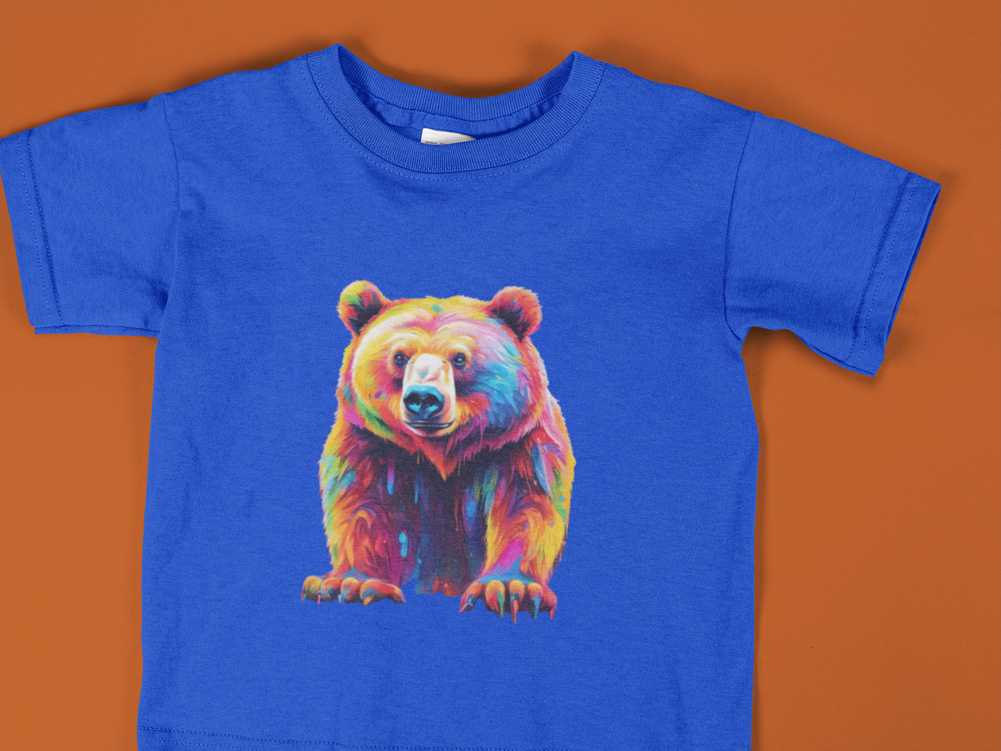 Toddler Colorful Bear T-Shirt – Vibrant Rainbow Grizzly Shirt for Kids