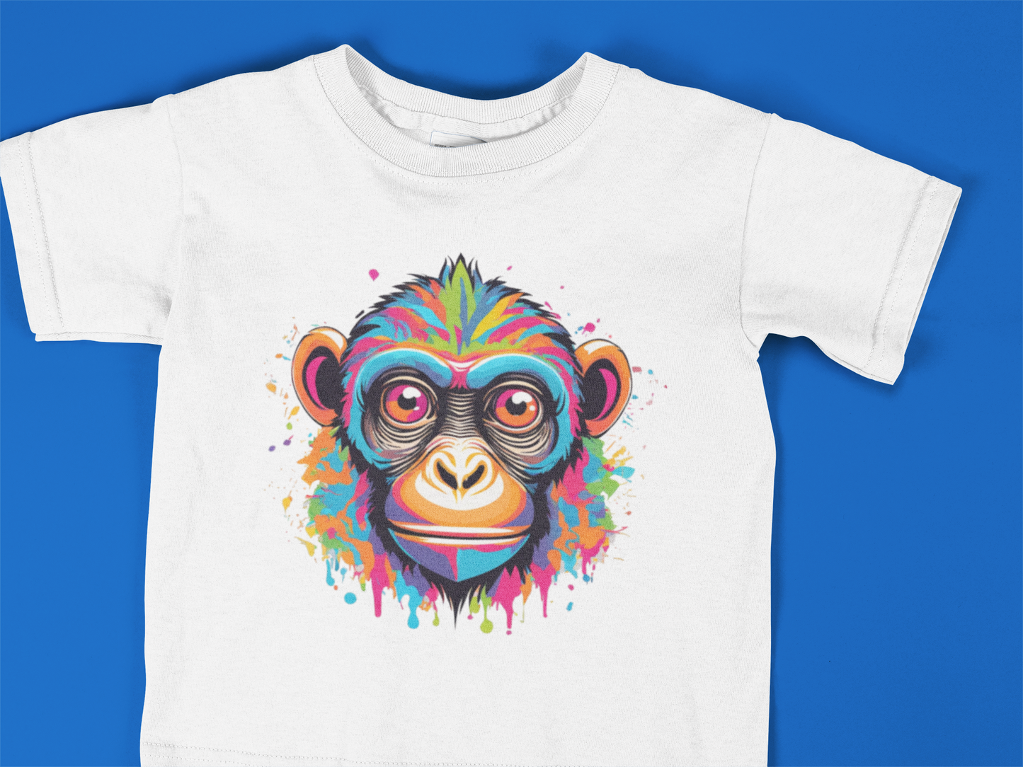Colorful Monkey Toddler T-Shirt – Vibrant Splatter Chimp Art