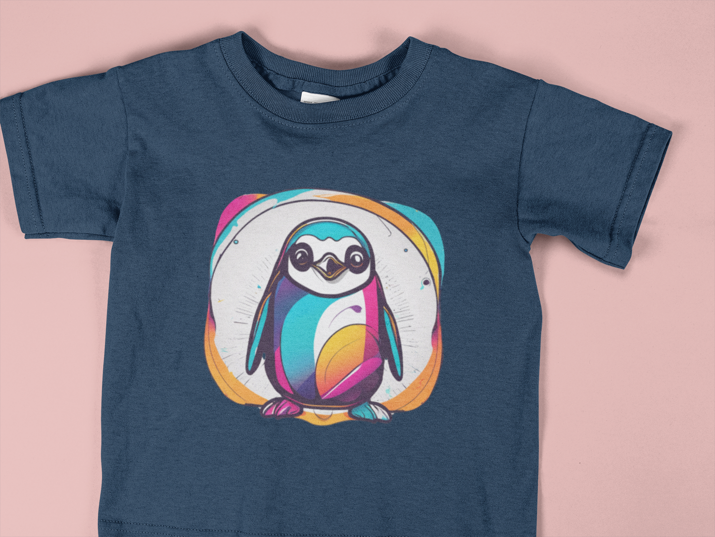 Colorful Penguin Toddler Shirt – Cute Arctic Animal Tee for Kids – Bright Rainbow Penguin T-Shirt – Fun Winter Graphic