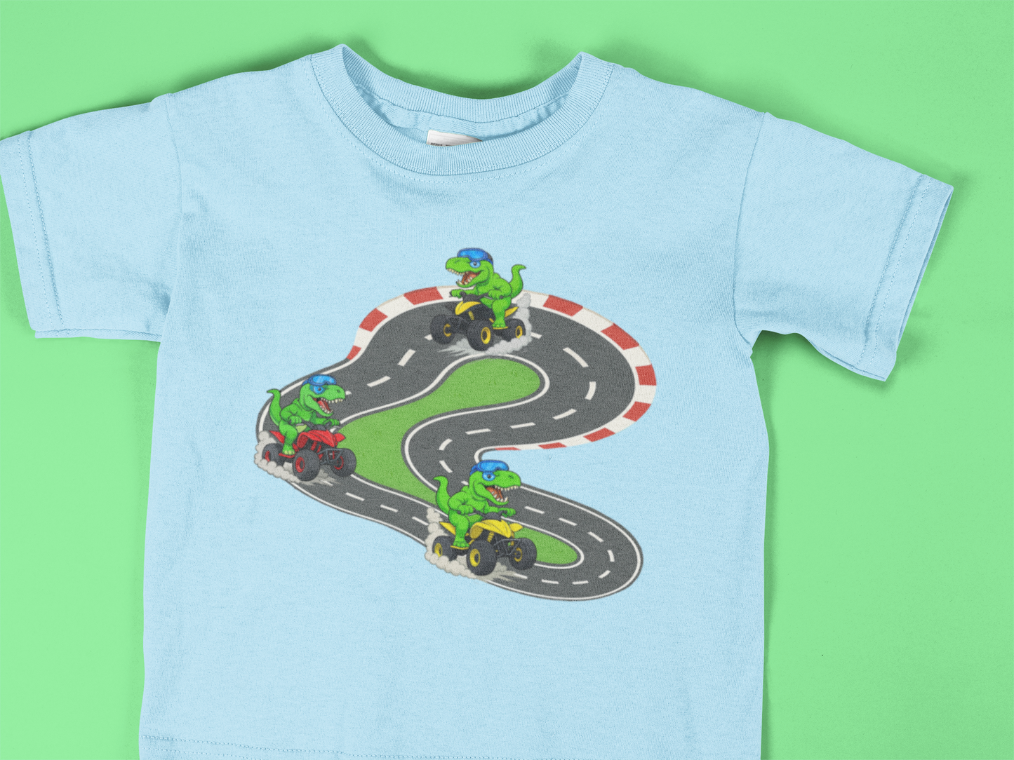 Toddler T-Rex Racing Shirt | Fun Dinosaur on 4-Wheeler Tee | Kids Adventure Outfit
