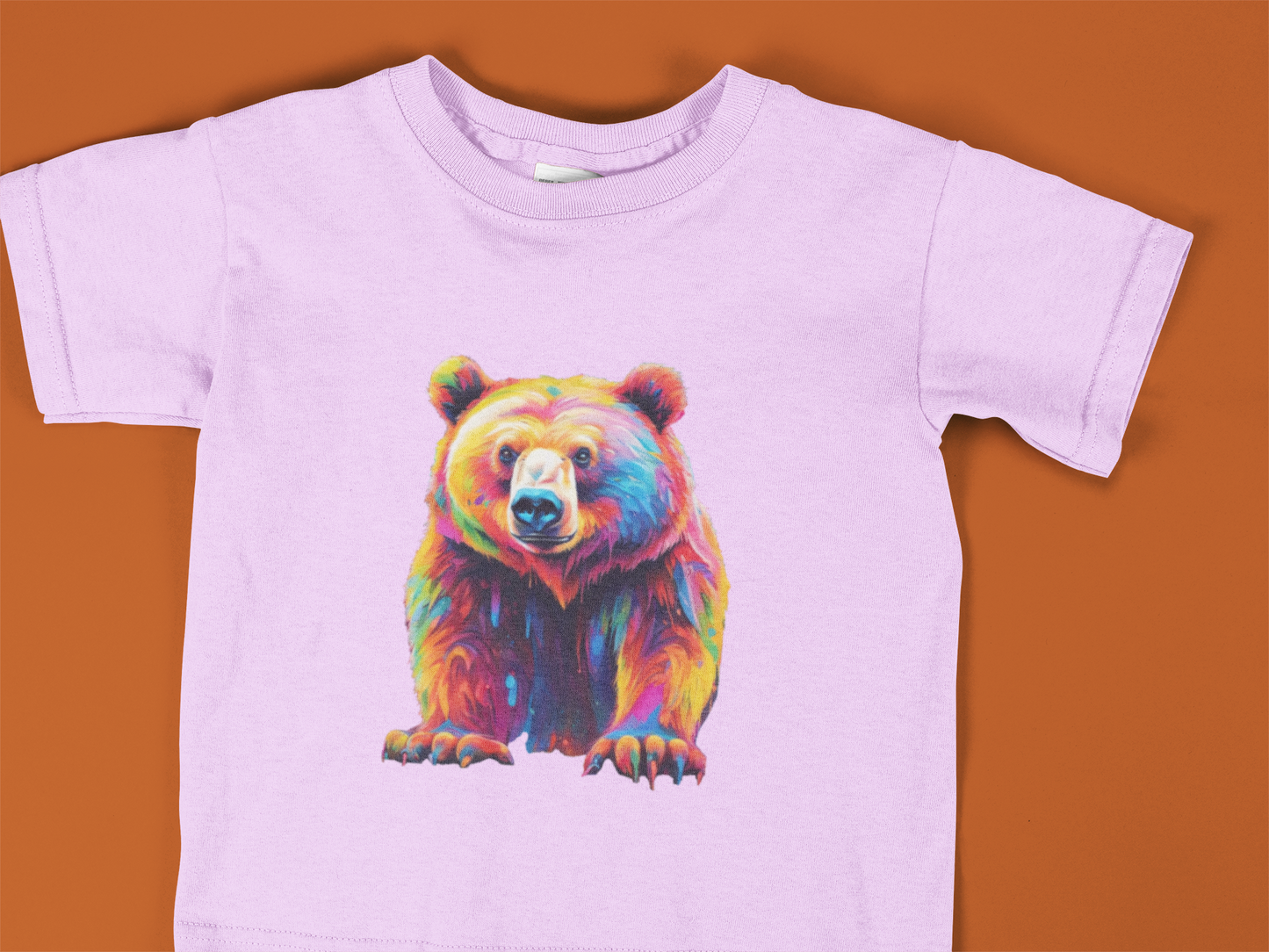 Toddler Colorful Bear T-Shirt – Vibrant Rainbow Grizzly Shirt for Kids