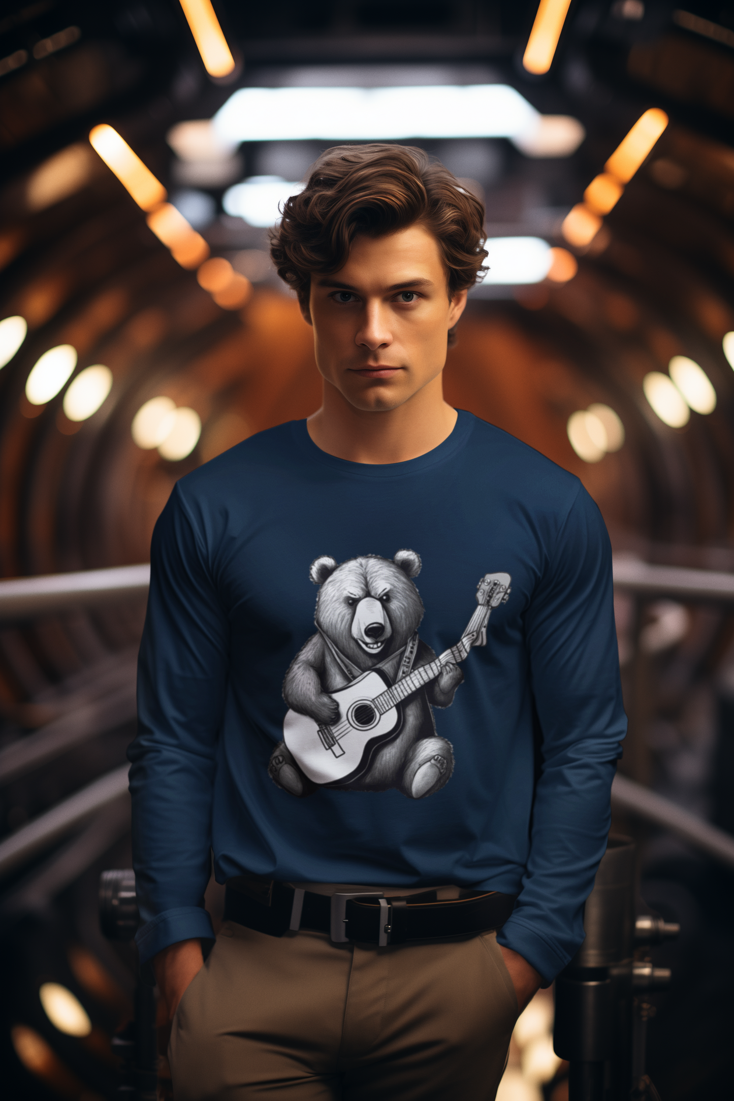 Bear Playing Guitar T-Shirt & Hoodie – Fun Music Lover Animal Design, Gift for Guitarists | Wildlife Fans