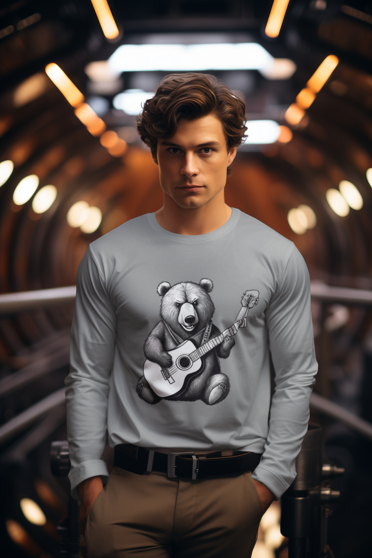 Bear Playing Guitar T-Shirt & Hoodie – Fun Music Lover Animal Design, Gift for Guitarists | Wildlife Fans