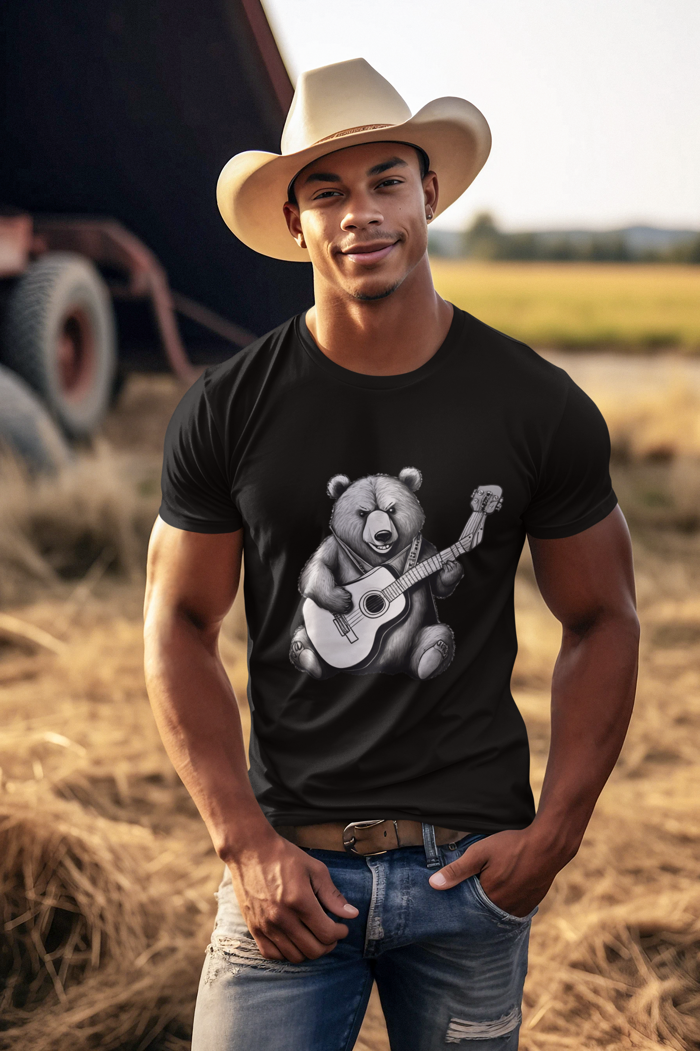 Bear Playing Guitar T-Shirt & Hoodie – Fun Music Lover Animal Design, Gift for Guitarists | Wildlife Fans
