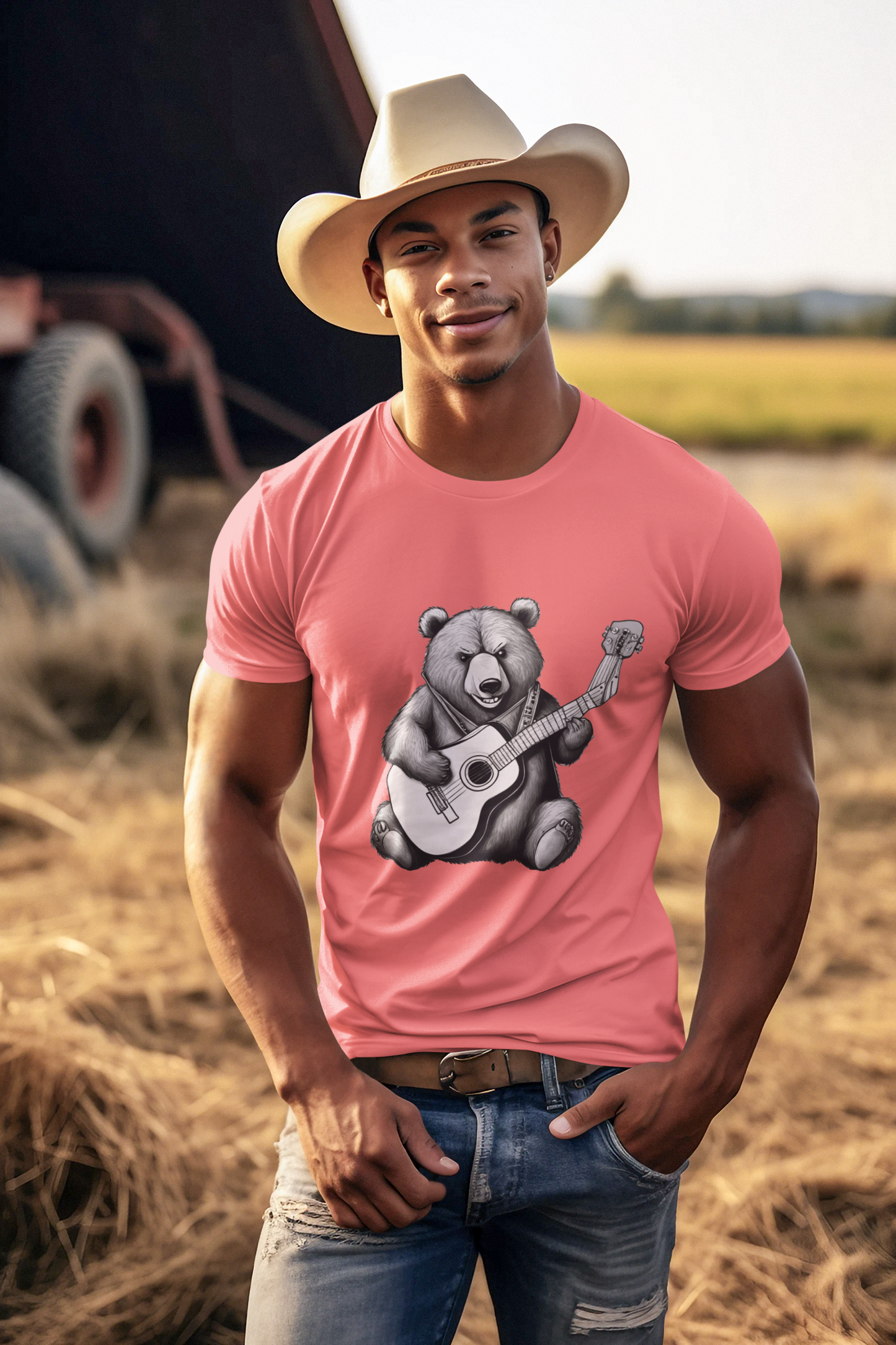 Bear Playing Guitar T-Shirt & Hoodie – Fun Music Lover Animal Design, Gift for Guitarists | Wildlife Fans