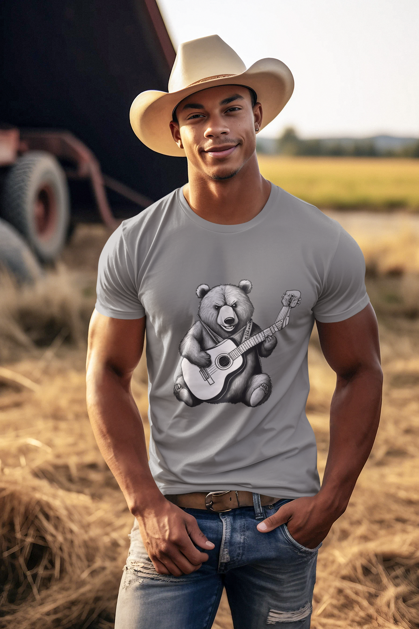 Bear Playing Guitar T-Shirt & Hoodie – Fun Music Lover Animal Design, Gift for Guitarists | Wildlife Fans