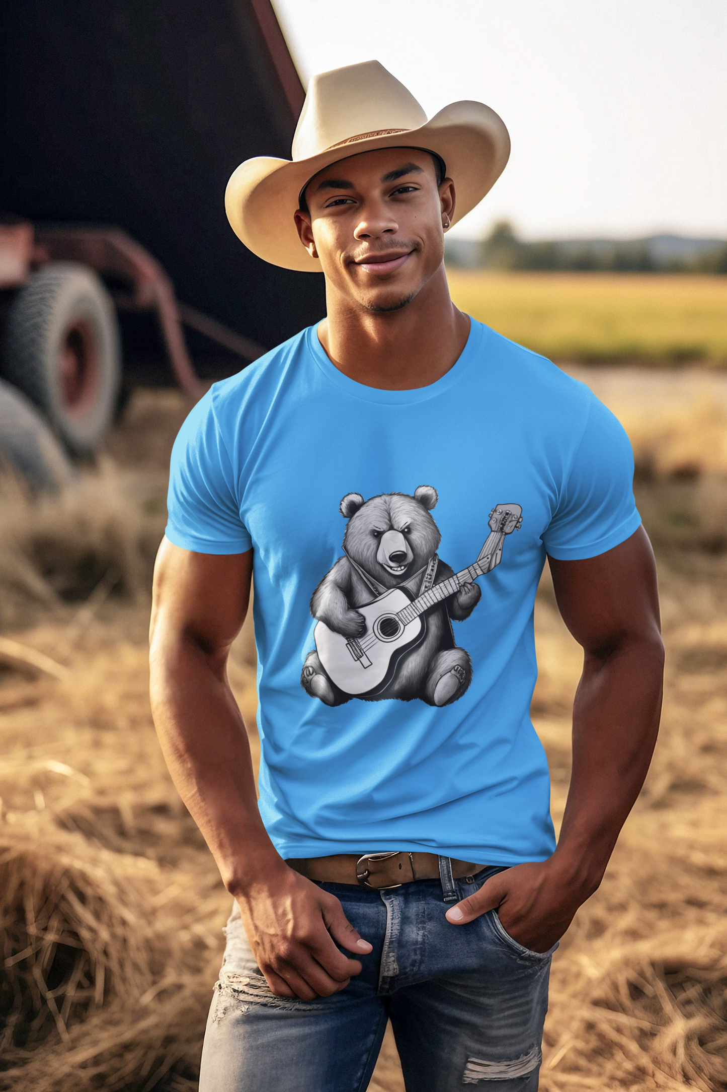 Bear Playing Guitar T-Shirt & Hoodie – Fun Music Lover Animal Design, Gift for Guitarists | Wildlife Fans