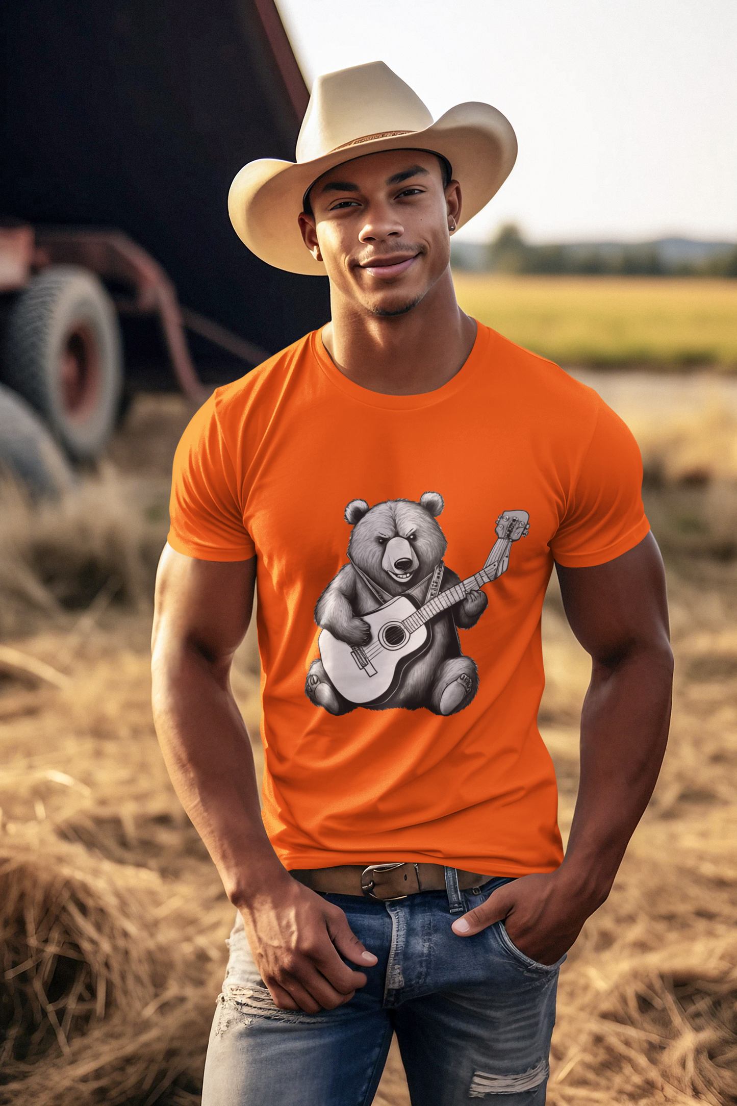 Bear Playing Guitar T-Shirt & Hoodie – Fun Music Lover Animal Design, Gift for Guitarists | Wildlife Fans