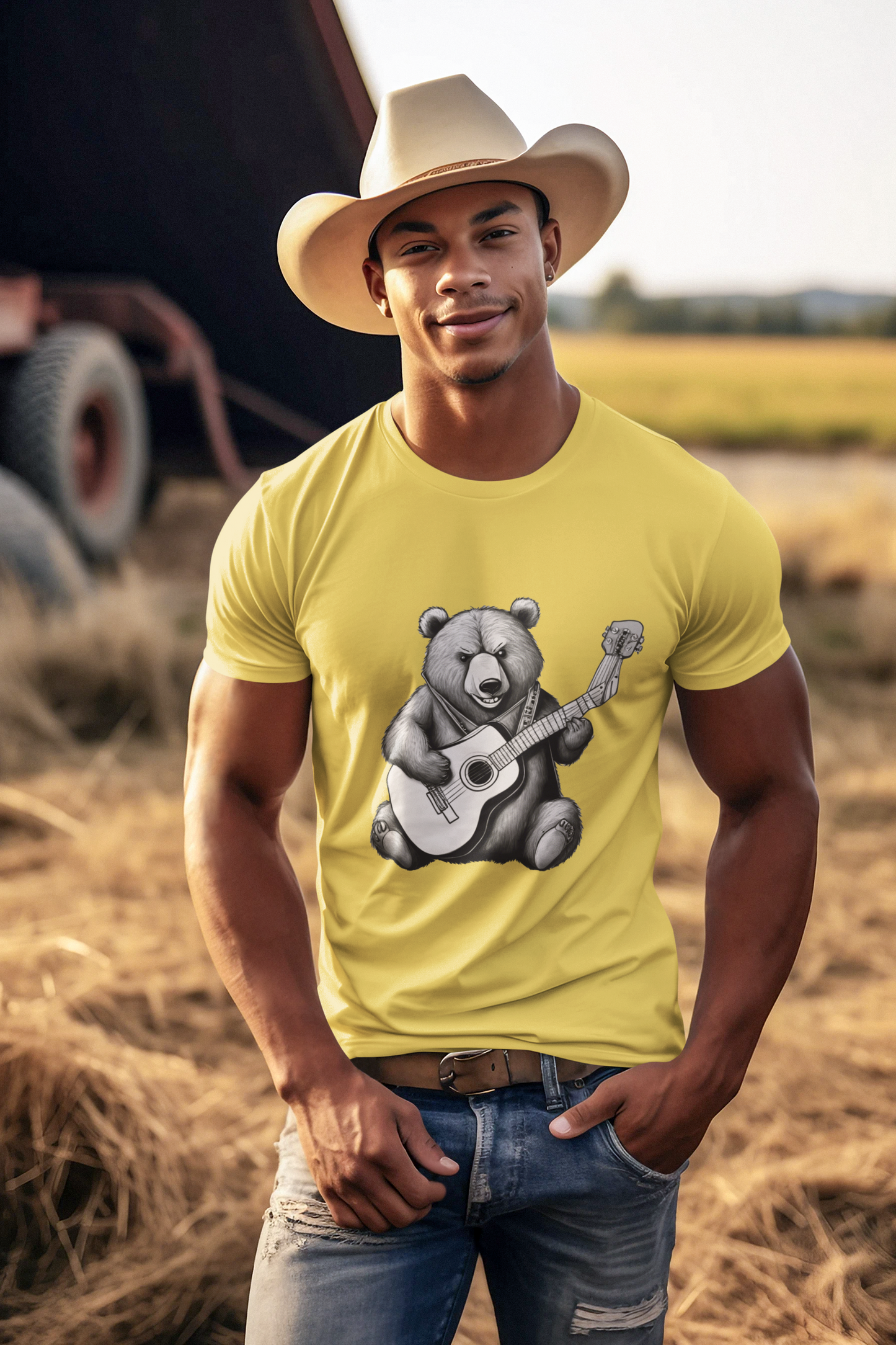 Bear Playing Guitar T-Shirt & Hoodie – Fun Music Lover Animal Design, Gift for Guitarists | Wildlife Fans
