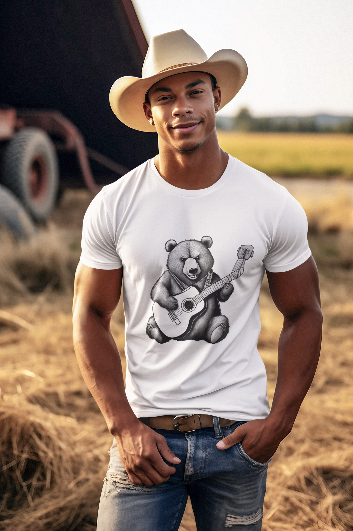 Bear Playing Guitar T-Shirt & Hoodie – Fun Music Lover Animal Design, Gift for Guitarists | Wildlife Fans