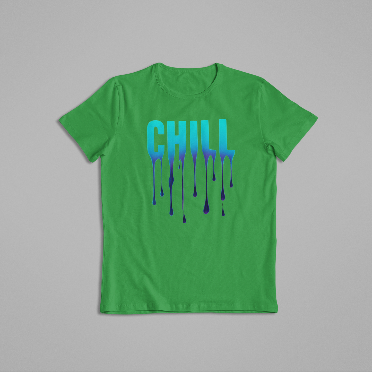 Chill Drip Text Shirt & Hoodie – Blue Gradient Melt Design | Cool Vibe Streetwear Graphic Tee | Trendy Relaxed Aesthetic Gift
