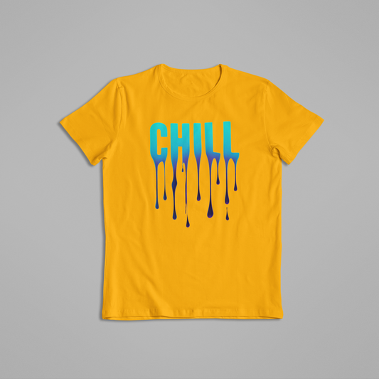 Chill Drip Text Shirt & Hoodie – Blue Gradient Melt Design | Cool Vibe Streetwear Graphic Tee | Trendy Relaxed Aesthetic Gift