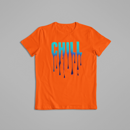 Chill Drip Text Shirt & Hoodie – Blue Gradient Melt Design | Cool Vibe Streetwear Graphic Tee | Trendy Relaxed Aesthetic Gift