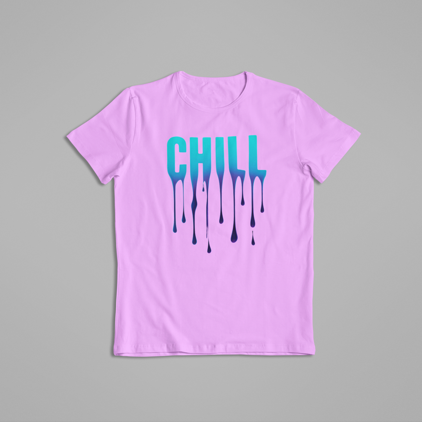 Chill Drip Text Shirt & Hoodie – Blue Gradient Melt Design | Cool Vibe Streetwear Graphic Tee | Trendy Relaxed Aesthetic Gift