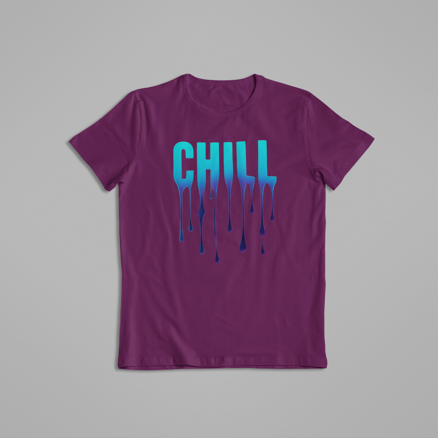 Chill Drip Text Shirt & Hoodie – Blue Gradient Melt Design | Cool Vibe Streetwear Graphic Tee | Trendy Relaxed Aesthetic Gift