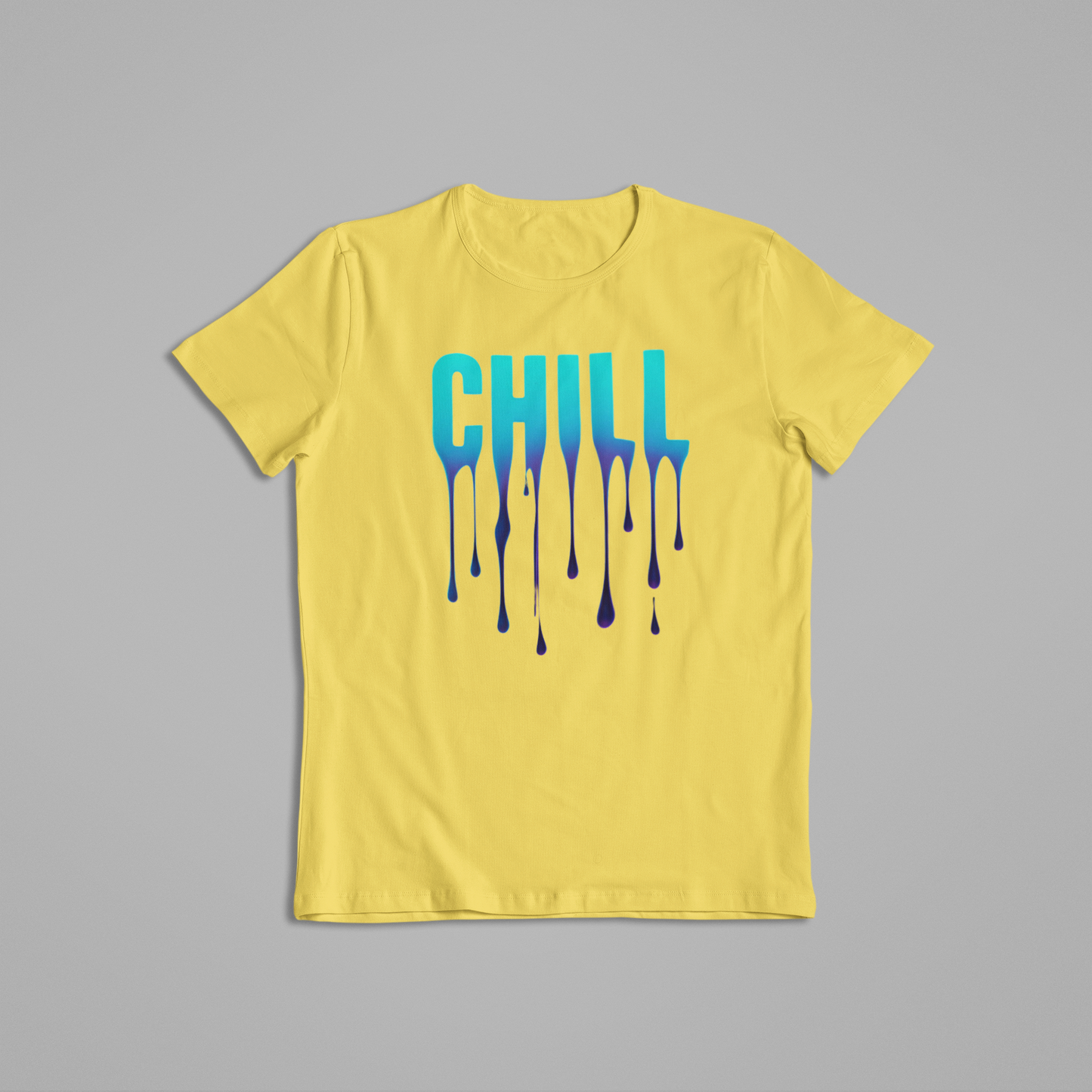 Chill Drip Text Shirt & Hoodie – Blue Gradient Melt Design | Cool Vibe Streetwear Graphic Tee | Trendy Relaxed Aesthetic Gift