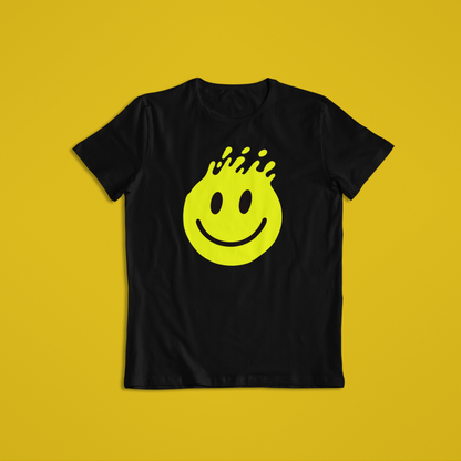 Melting Smiley Face Shirt & Hoodie – Bright Yellow Drip Smile Design | Trendy Streetwear Gift | Unisex T-Shirt & Hoodie