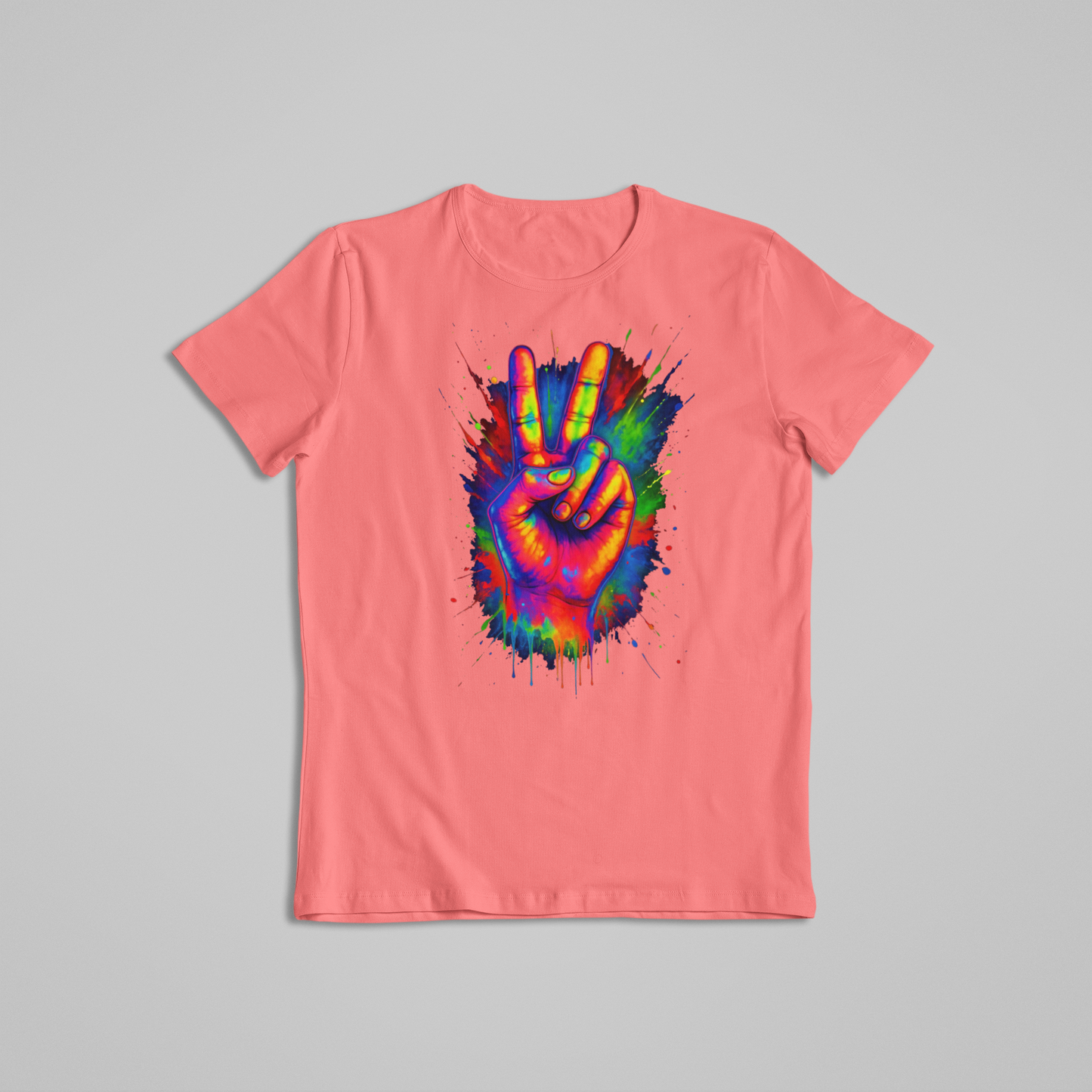 Rainbow Peace Sign T-shirt and Hoodie, Color Splash Hand Tee, Vibrant Hippie Art
